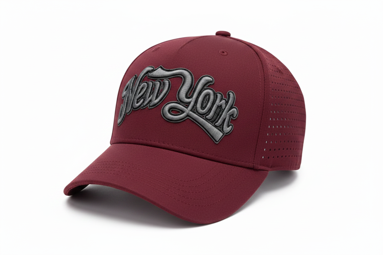 Maroon New York Script Cap